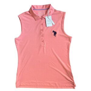 Peter Millar Women Sleeveless Button Golf Shirt UPF 50+ #LS22EK02S Orange Small